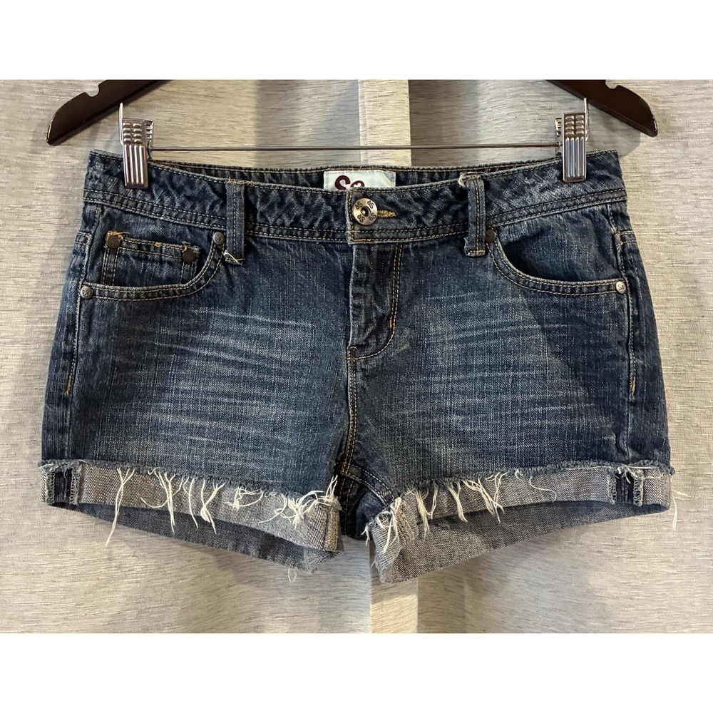 SO‎ Short Shorts Size 9 Blue Jean Denim Low Rise Micro Mini Y2K 2000s
